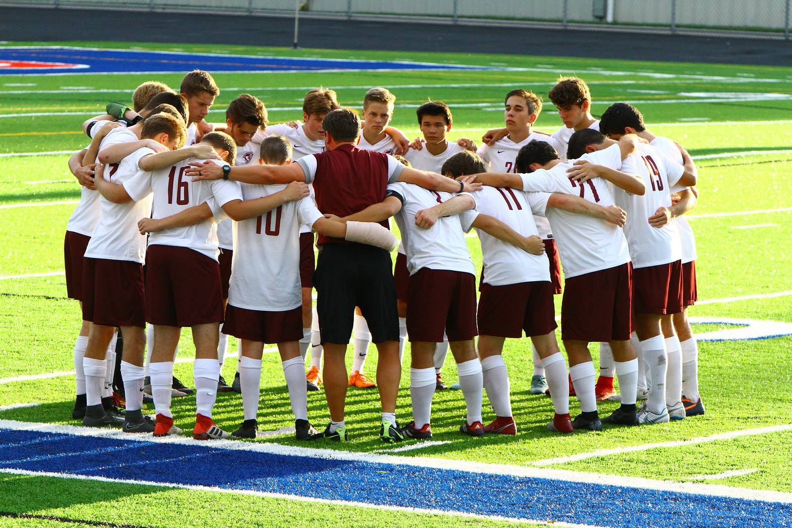 Pre-game huddle before the 0-0 draw at Bay on 29 August.