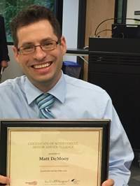 Outstanding Educator Award Winner:  Matthew DeMooy