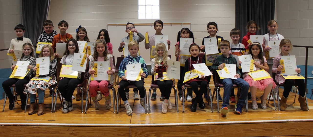 Second Grade Spelling Bee Finalists on Goldwood Stage