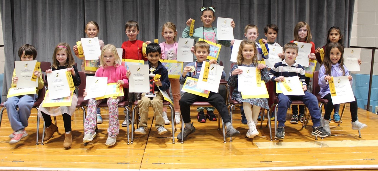 First Grade Spelling Bee Finalists on Goldwood Stage